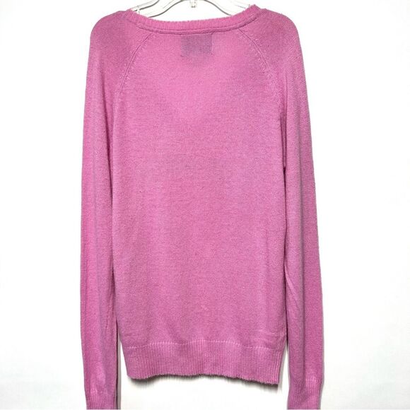 WildFox White Label Angora Blend V Neck Romantic Pink Sweater L - Picture 11 of 11